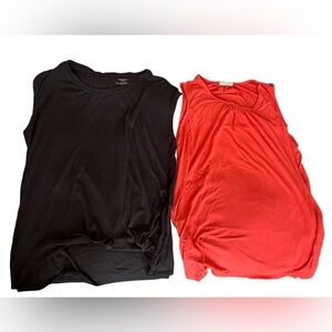 2 Nursing tops - sleeveless black (Motherhood Maternity) and coral (small show)